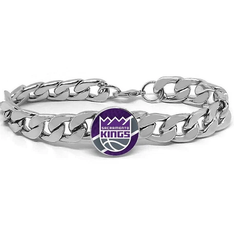 Sacramento Kings Silver Curb Link Chain Bracelet Jewelry Gift D4 Cover
