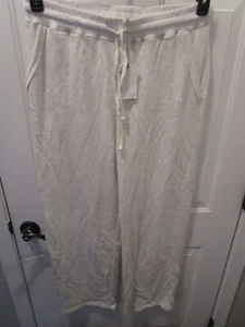 BAREFOOT DREAMS MALIBU COLLECTION FRENCH TERRY HEATHER WHITE PANTS NEW - Picture 1 of 2