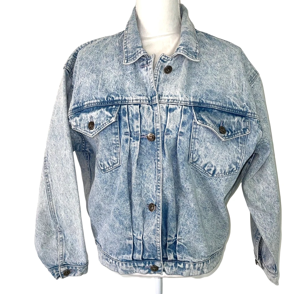 Nordstrom Jean Jacket Womens Vintage Size Large Blue Acid Wash Denim Button - Image 1 of 4