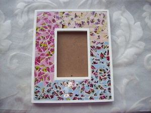 Mosaikfliese Fotorahmen für 3" x 5" Foto Rosa & Blau - Bild 1 von 2