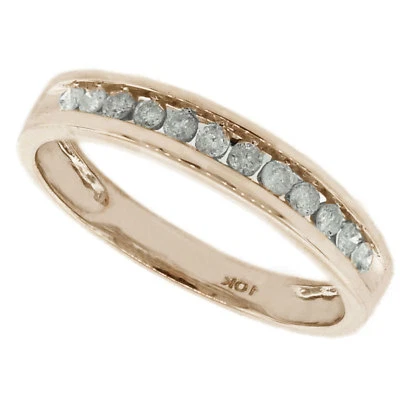 1/4Ct Natural Round Diamond Channel Set Wedding Band Ring 10k Rose Gold - Image 1 of 3