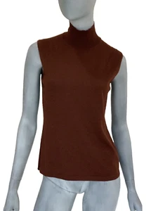 HERMES 100% Fine Wool High Mock Neckline Sleeveless Shell Sweater Top Size 42 - Picture 1 of 9