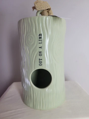 New Rae Dunn “Out On A Limb” Cylinder Woodgrain Birdhouse Farmhouse Cover