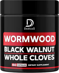 1500Mg Wormwood Capsules with Black Walnut & Cloves - Artemisia Annua Supplement - Picture 1 of 12