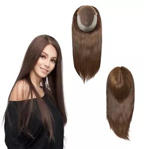 Women Topper Human Hair French Lace Top Pieces 7x9 Straight Hair 16'' Q6L #L2 - Picture 1 of 6