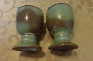 2 jarrones vasos Frankoma Pottery Plainsman con patas verdes 26LC ¡En muy buen estado! - Imagen 1 de 5