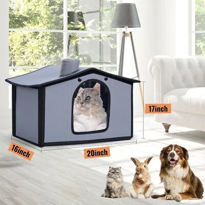 Heated Cat House Winter Waterproof Cat Shelter w/ Carrying Bag for Semi-Outdoor - Image 1 of 4
