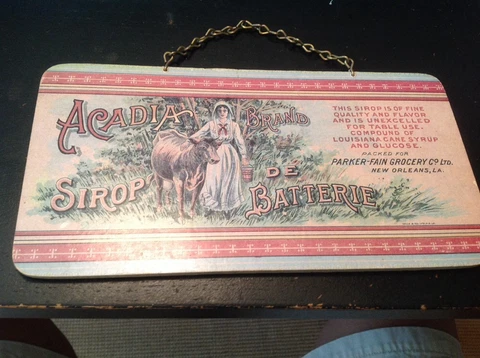 Vintage Acadia Brand Sirop De Batterie Wooden Advertising Sign Cover