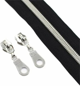 Endlos Reißverschlüsse 5mm Reißverschluss meterware Kunststoff Spiral 1m + 2 Zip - Bild 1 von 8