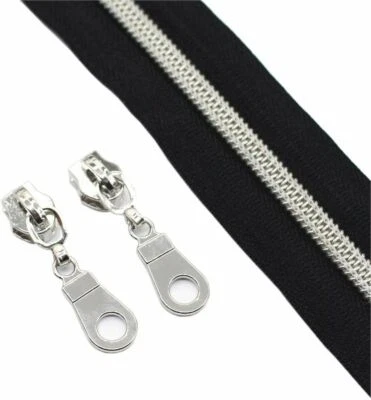 Endlos Reißverschlüsse 5mm Reißverschluss Kunststoff Spiral 5 Meter + 10 Zipper - Bild 1 von 3