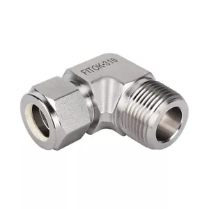 FITOK 3/8" Tube OD x 1/2 Male NPT 316 SS 90 Degree Elbow Compression Fitting - Picture 1 of 1