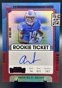 2021 Contenders Amon-Ra St. Brown Rookie Ticket Red Zone Auto SP FOTL #131 Lions