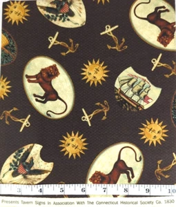 Tavern Signs c1830 1.75yds #30882 Windham Cotton Sew Quilt Fabrics Reproduction - Picture 1 of 5
