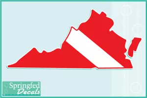 VIRGINIA Shaped DIVE Flag Vinyl Decal Car Truck Sticker SCUBA Diving Decal - Picture 1 of 1