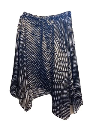 BANANA REPUBLIC Falda Pañuelo Dobladillo Gasa Forrada Azul Marino Blanco Lunares Talla 8 Foto 1 de 4