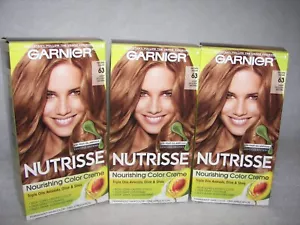 3 PACK Garnier Hair Color Nutrisse Permanent Hair Color #63 Light Golden Brown - Picture 1 of 1