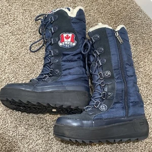 Pajar Women's Greenville Hi Winter Snow Boots Black and Navy Blue Size 36/5-5.5 - Picture 1 of 16
