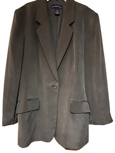 Charter Club Silk Blazer dark Green 30 inches long Womens Size 12 EUC - Picture 1 of 5