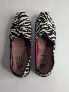 Bobs Zebra Animal Print Shoes Women’s Size 8.5 Leather Insoles - Picture 1 of 13
