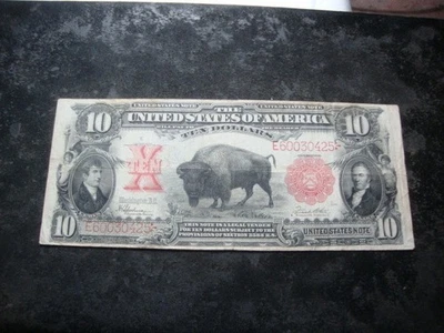 Nota de licitación legal de bisonte 1901 nítida en estado bastante bueno detalle $10,00 ver comentarios NCX Foto 1 de 4