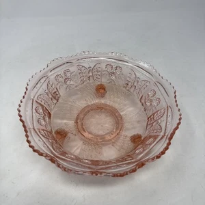 Carnival Glass Butterflies & Berries Footed 8.75" X 3" Dish Bowl Pink Depression - Picture 1 of 24