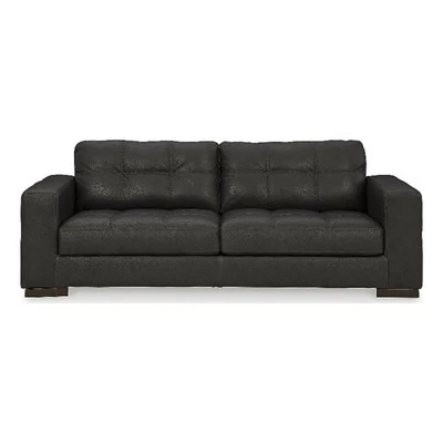 Ashley Furniture Luigi Thunder Sofa with Exposed feet and Faux Wood Finish - Image 1 of 2