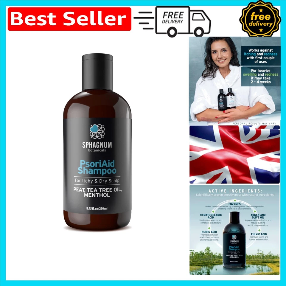 250ml Psoriasis Shampoo - Natural Dandruff Treatment with Peat Mud & Argan Oil - Image 1 of 4