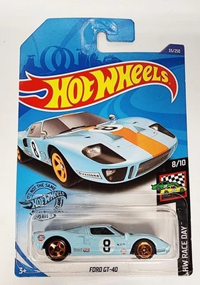 Ford GT-40 2020 Hot Wheels #35 HW Race Day 8/10 azul claro con cobre 5 radios Whls Foto 1 de 2