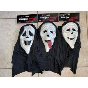 3 GHOST FACE SCREAM SCARY MOVIE WASSUP STONED & SMILEY HALLOWEEN COSTUME  - Picture 1 of 1