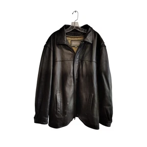 Chaqueta de bombardero de cuero negra Wilson de colección para hombre talla XL cremallera completa a presión - Imagen 1 de 11