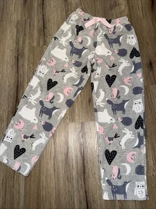 Girls Carters Size 8 Pj Bottoms Gray Pink & White With Animals - Picture 1 of 4
