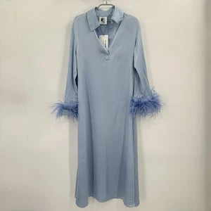 Sleeper Luna Maxi Dress with Detachable Feathers in Blue size S Small Viscose - Picture 1 of 9
