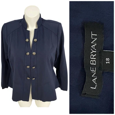 Blazer Lane Bryant Feminino 18 Azul Jaqueta Militar Carreira Escritório Profissional - Imagem 1 de 4