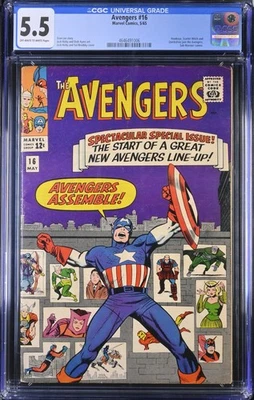 Marvel Comics Avengers #16 CGC 5.5 OW Hawkeye Scarlet Witch & Quicksilver - Image 1 of 2