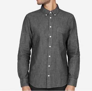 Camicia uomo Everlane manica lunga con bottoni tasca petto grande tessuto preppy - Foto 1 di 8
