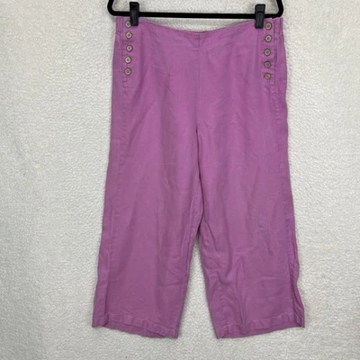 Женские льняные брюки J Jill Love M розовые 100% лен широкие штанины Lagenlook Beach - Изображение 1 из 4