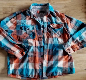 Men's The American Outdoorsman blue orange flannel button down shirt size XL - Picture 1 of 6