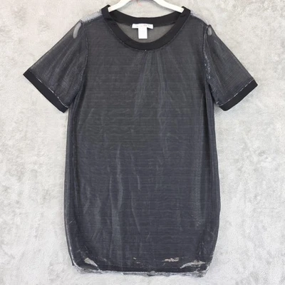 Camisa Lucy in the Sky Mujer Mediana Negra Malla Transparente Manga Corta Grunge LA Foto 1 de 4