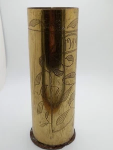 WWI Trench Art - Vase With Floral Pattern Dated 1914-1919 NOT LIVE / DEACTIVATED - Picture 1 of 10