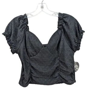 Blusa recortada Jolie & Joy para mujer manga abullonada cuello corazón gótica elástica talla XL - Imagen 1 de 10