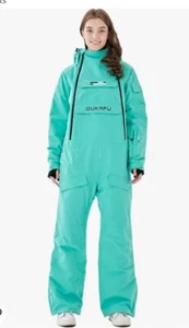 NWT Oukafu Women's 1-piece Ski Suit/Jumpsuit/Coveralls Turquoise B-9051 Small - Picture 1 of 6