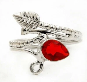 Natural Fire Garnet 925 Solid Genuine Sterling Silver Ring Sz 6.5 @B5-6 - Picture 1 of 2