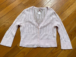 Justice Girls Pink Long Sleeve Light Weight Button Front Shrug Cardigan Size 10
