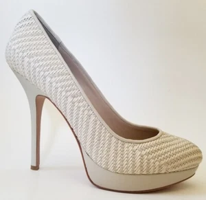 $200 JOAN & DAVID FLIPP Ivory Fabric Designer Platform Pumps 10 - Picture 1 of 6