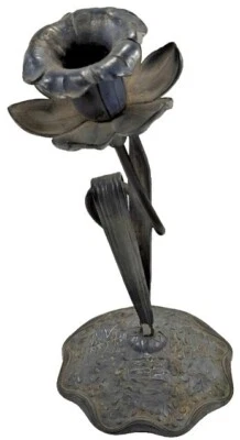 Antiguo Candelabro Flor Narciso Floral Figura Art Nouveau Plata 19C Foto 1 de 4