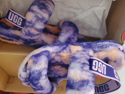 UGG Sandali soffici viola arancione stampa tie dye DONNA US taglia 8