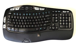 Logitech K350 Comfort Wave Ergonomic Wireless Keyboard with Dongle 820-002546 - Picture 1 of 9