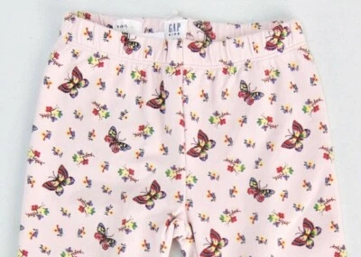 Girls Pink Leggings Butterflies and Flowers Cotton Size S 6-7 or M 8 Gap - Image 1 of 4