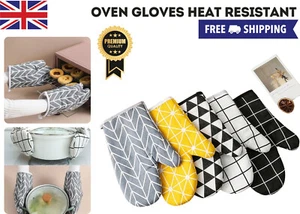 Oven Gloves Heat Resistant Quilted Mitts Skin Friendly for Cooking Baking - Picture 1 of 7