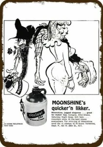 1966 MOONSHINE QUICKER 'N LIKKER Hillbilly *** DECORATIVE REPLICA METAL SIGN *** - Picture 1 of 1